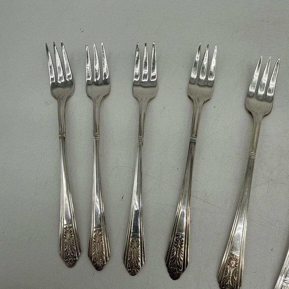 Vintage Royal Saxony Silverplate Dessert Forks 1930s Lot of 10